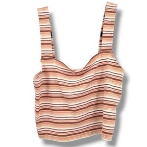 American Eagle Crop Top Striped Sleeveless Tank‎ Top Casual Brown Size M